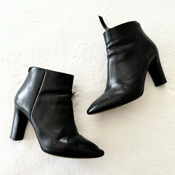 Acne Studios Black Leather 3” Heeled Ankle Booties Size US 5 Women’s - Picture 2 of 13